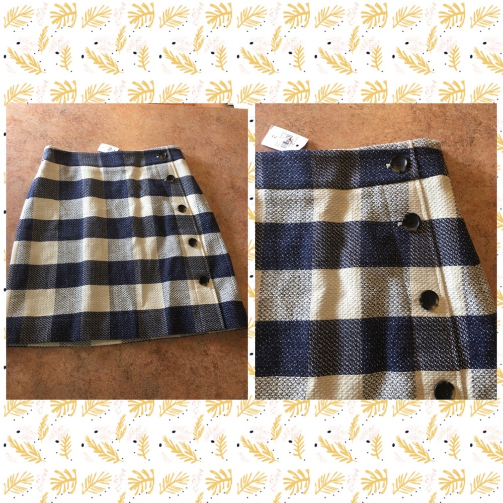 NWT Ann taylor blue plaid skirt